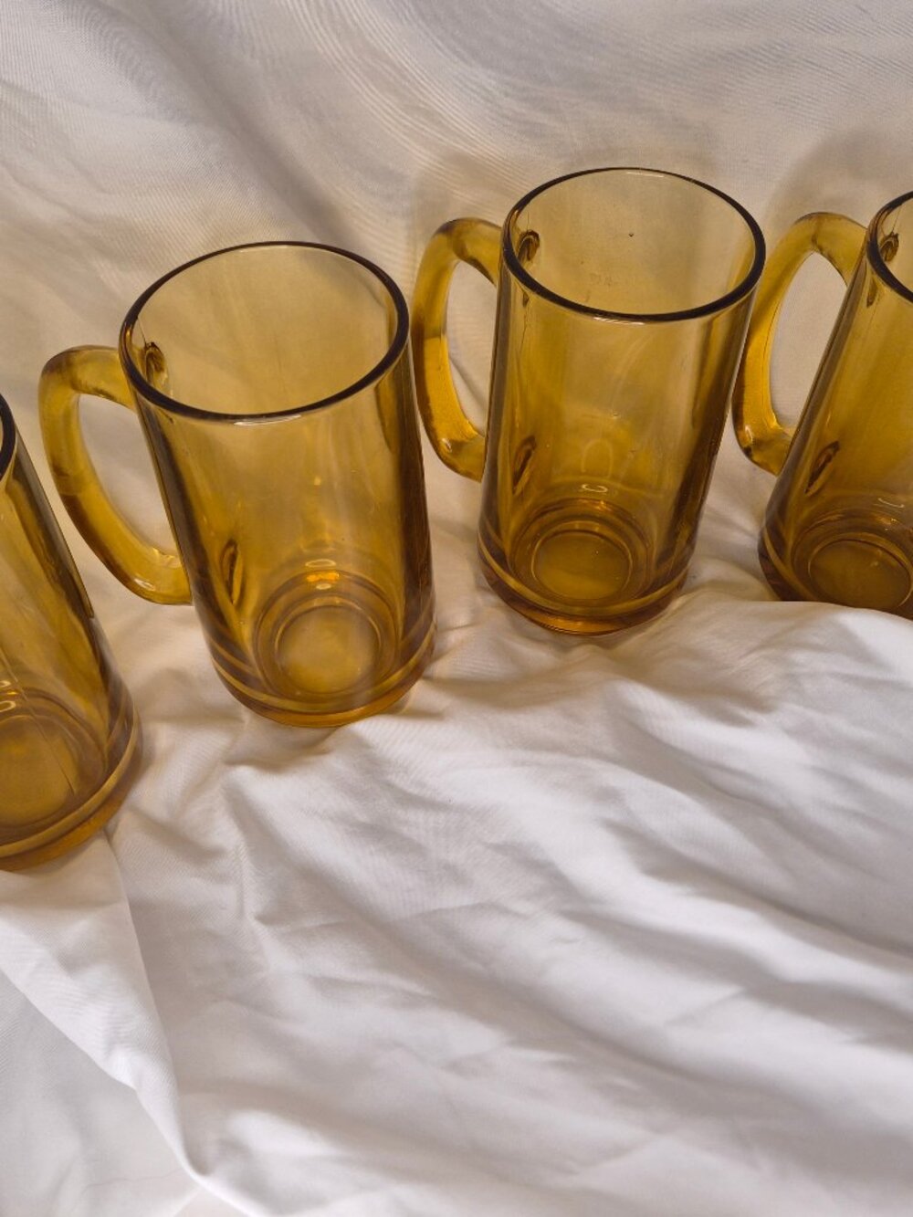 Vintage MCM Amber Honey Beer Beverage Mugs Glasses Stein Style Set of 4 EUC